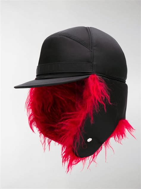 prada fur trapper hat|Black Re.